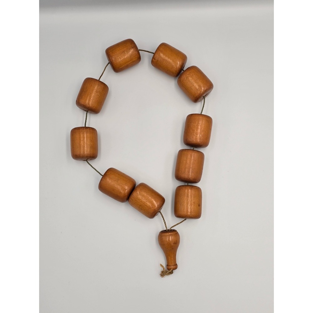 Vintage Wooden Prayer Beads Mala Prayer Beads with Tassel, Greek, Religious
